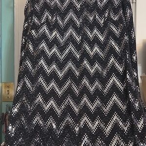 Elegant Black and White Chevron Sequin Skirt